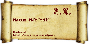 Matus Máté névjegykártya