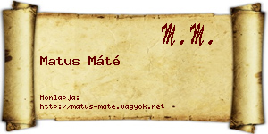 Matus Máté névjegykártya